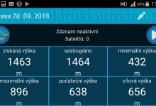 Screenshot GPS programu - konečný stav část 2 -  nejdelší jízda elektroskútru IO1500GT na jedno nabití s rekuperací v roce 2018