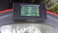 Hodnota wattmetru elektroskútru po dojetí trasy 47,37 km.